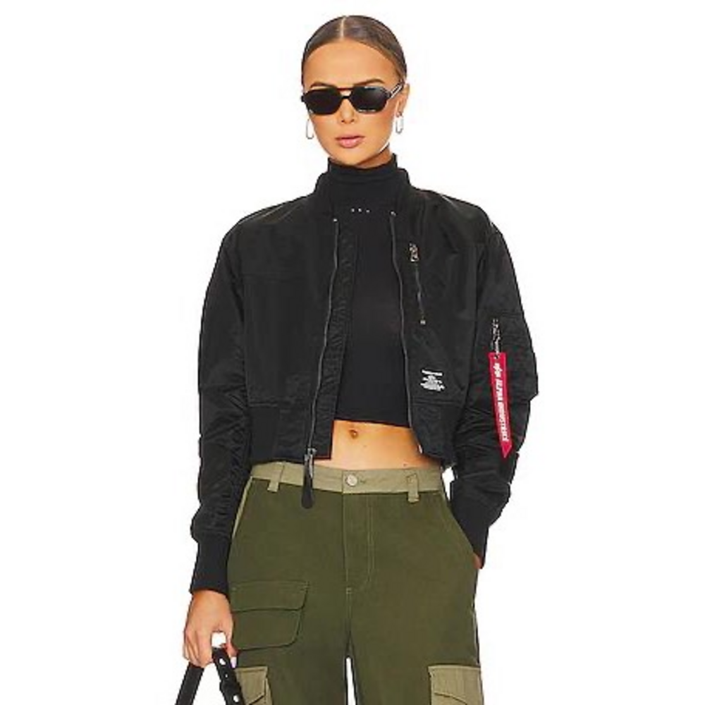 ALPHA INDUSTRIES L-2b Cropped Flight Jacket in Black